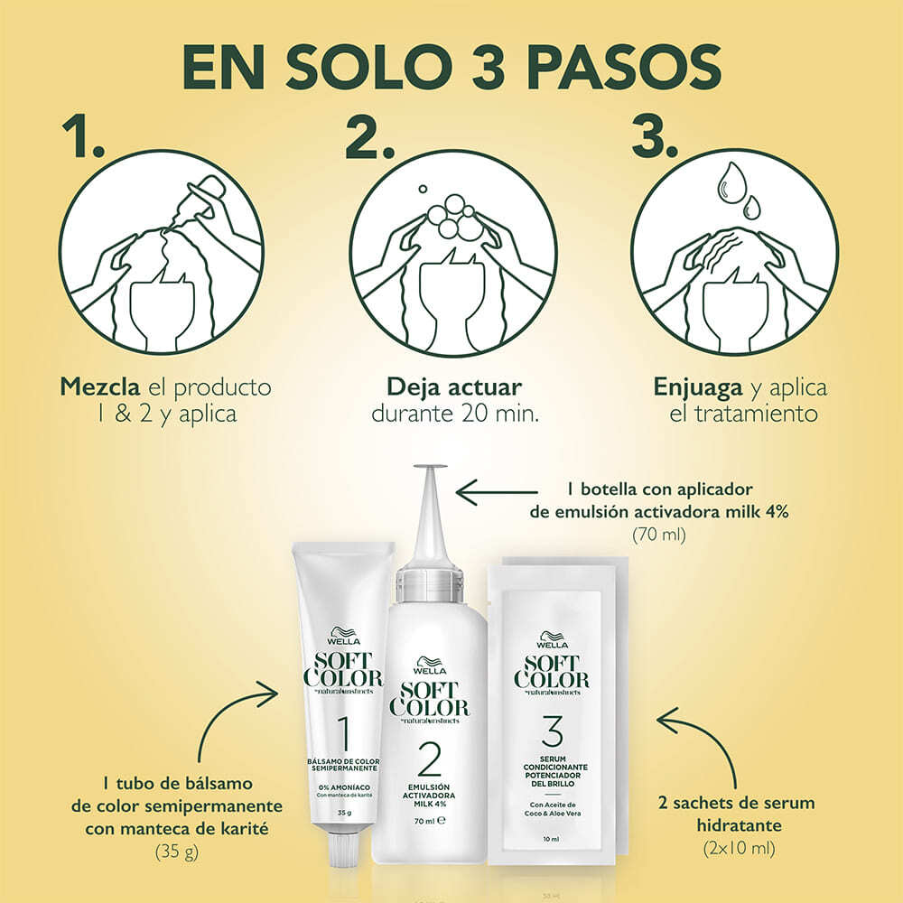 Tinte para Cabello SOFT COLOR Kit Rubio Natural #70 - Imagen 5