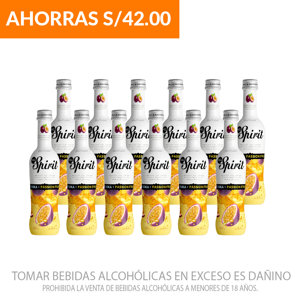 Pack x 12 und. Ready To Drink Passion Fruit MG Spirit 275ml