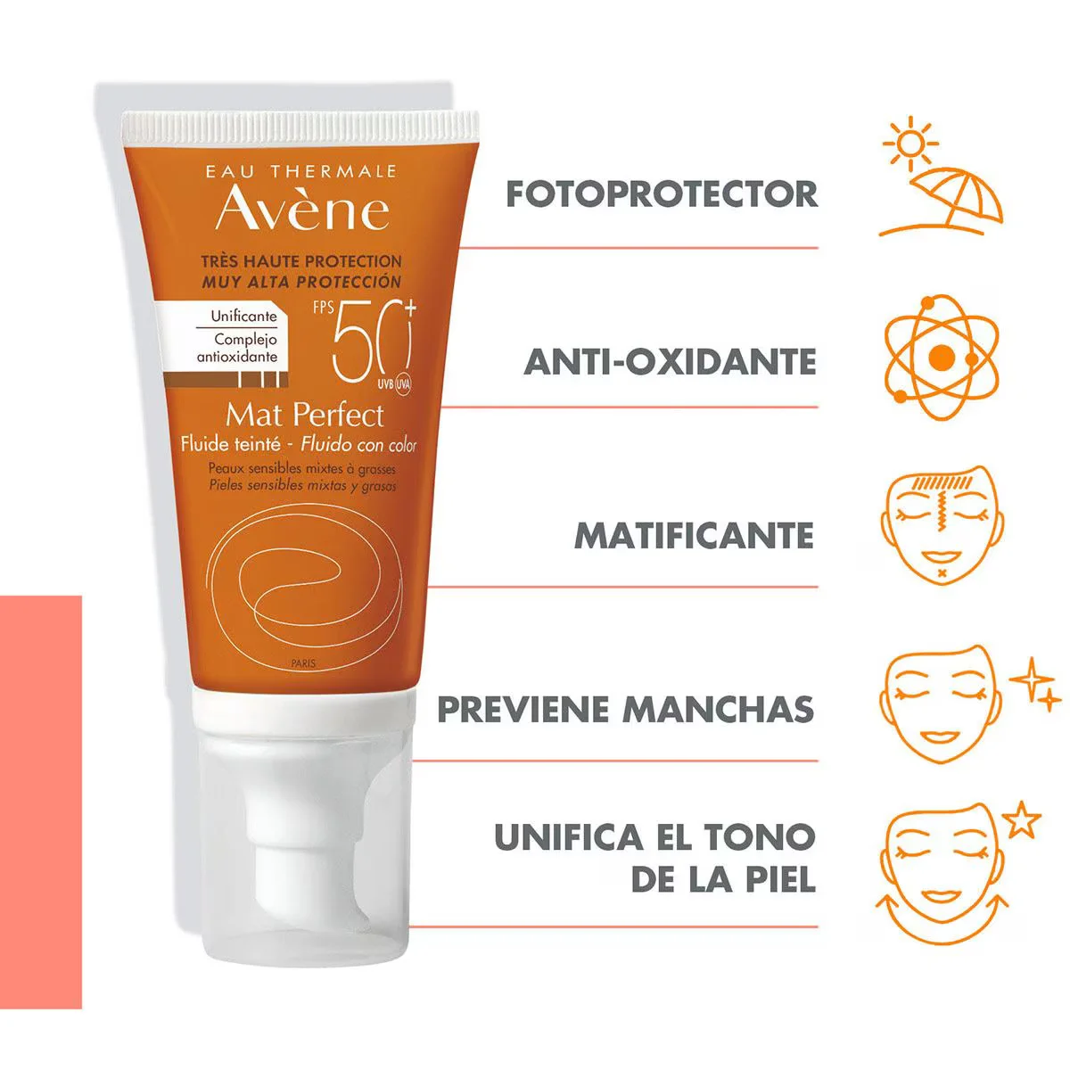 Avene Mat Perfect Fluido Con Color 50ml - Imagen 2